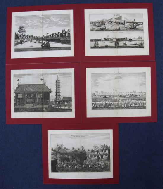 Twenty nine engraved views of Chinese cities and ports by Michiel Cnobbert, Antwerp, c.1666, plates 20 x 31.5cm